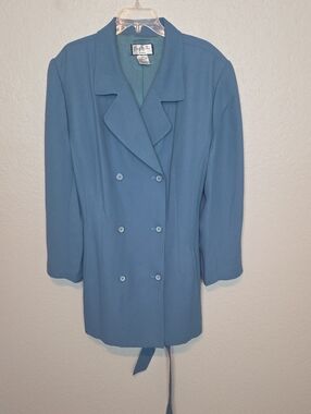 Mary McFadden Woman Dusty Blue Double-Breasted Blazer 24